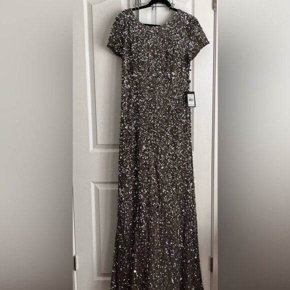 ADRIANNA PAPEL WOMENS GOWN, GREY SEQUINS, size 16 - Picture 1 of 12
